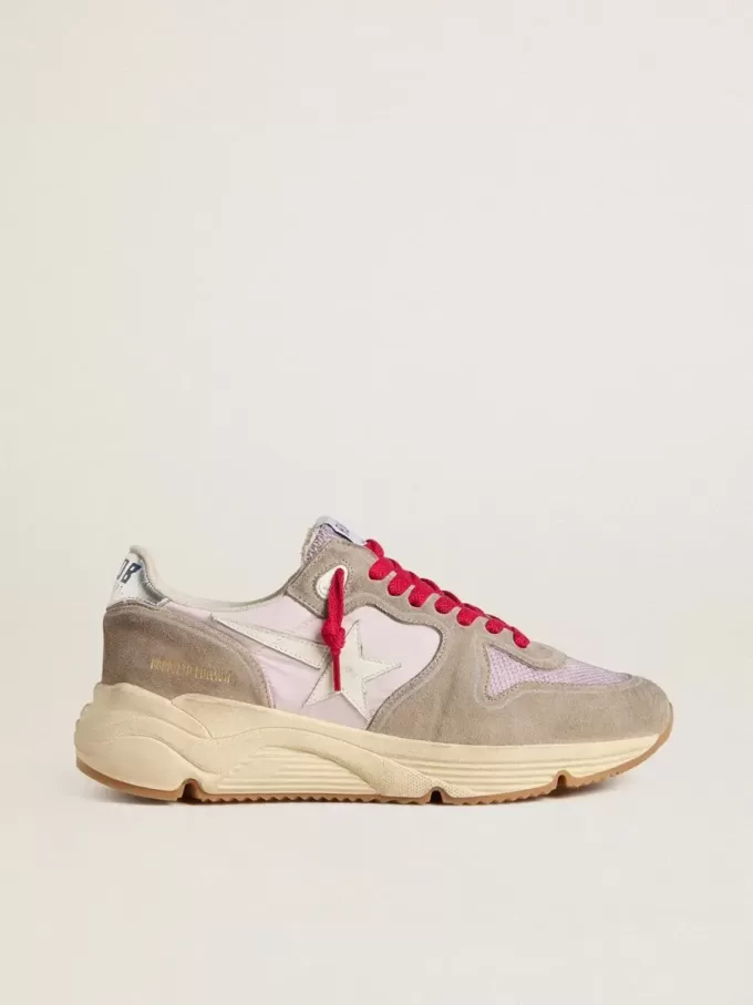 Running Sole LTD in roze nylon met witte leren ster