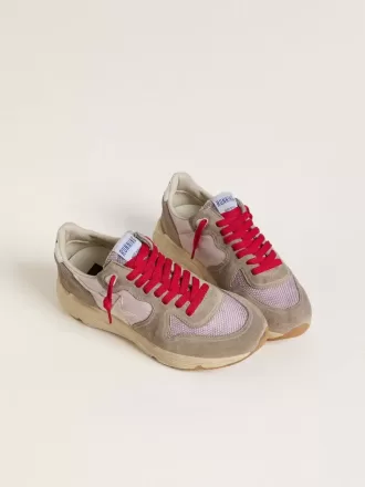 Running Sole LTD in roze nylon met witte leren ster
