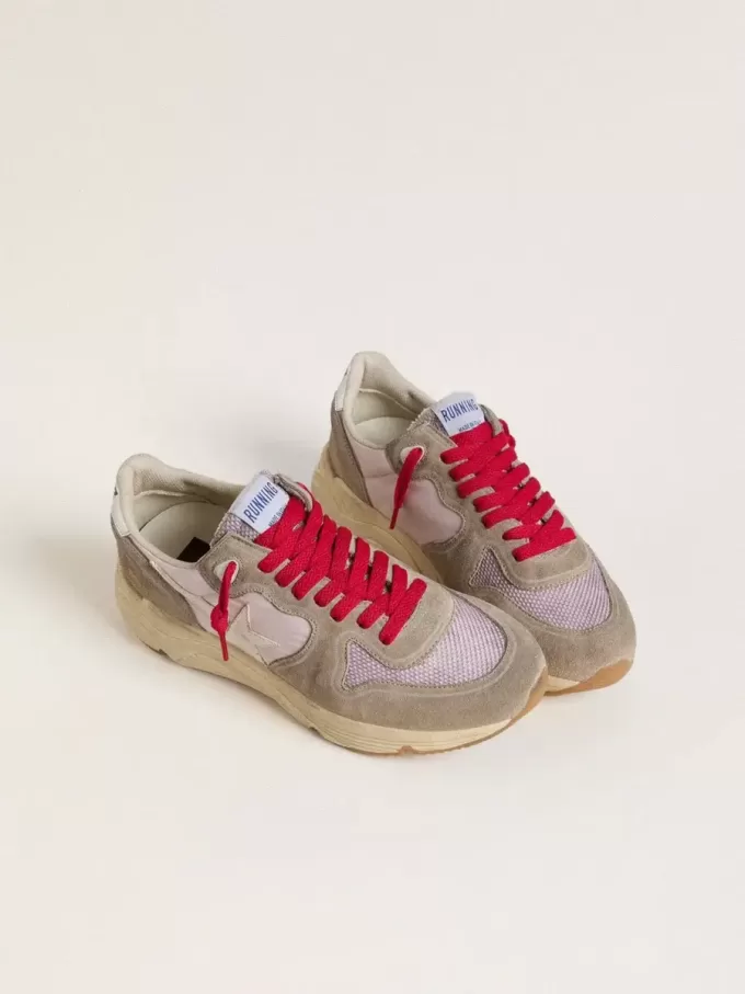 Running Sole LTD in roze nylon met witte leren ster