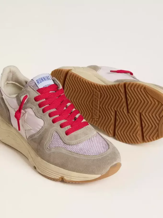 Running Sole LTD in roze nylon met witte leren ster