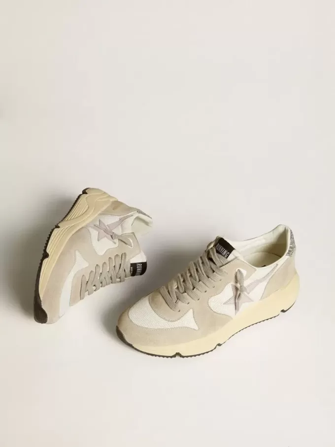 Running Sole LTD van mesh met leren ster en glitter hielstuk