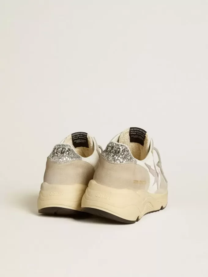Running Sole LTD van mesh met leren ster en glitter hielstuk