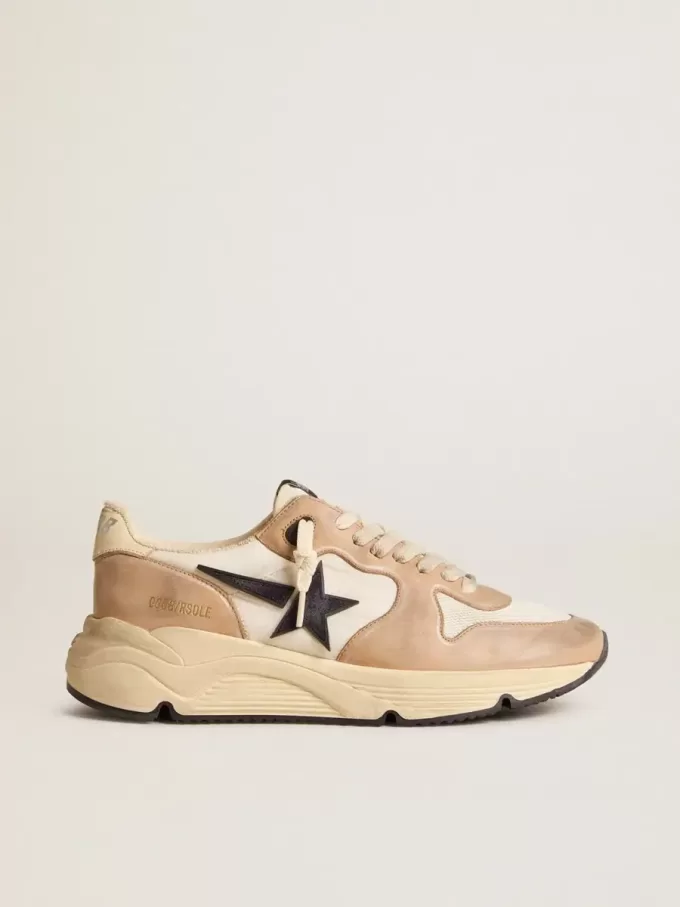 Running Sole van nylon en nubuck met donkerblauwe suède ster