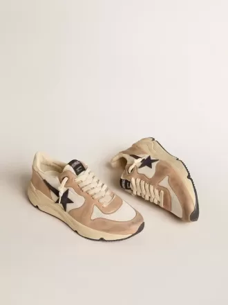 Running Sole van nylon en nubuck met donkerblauwe suède ster