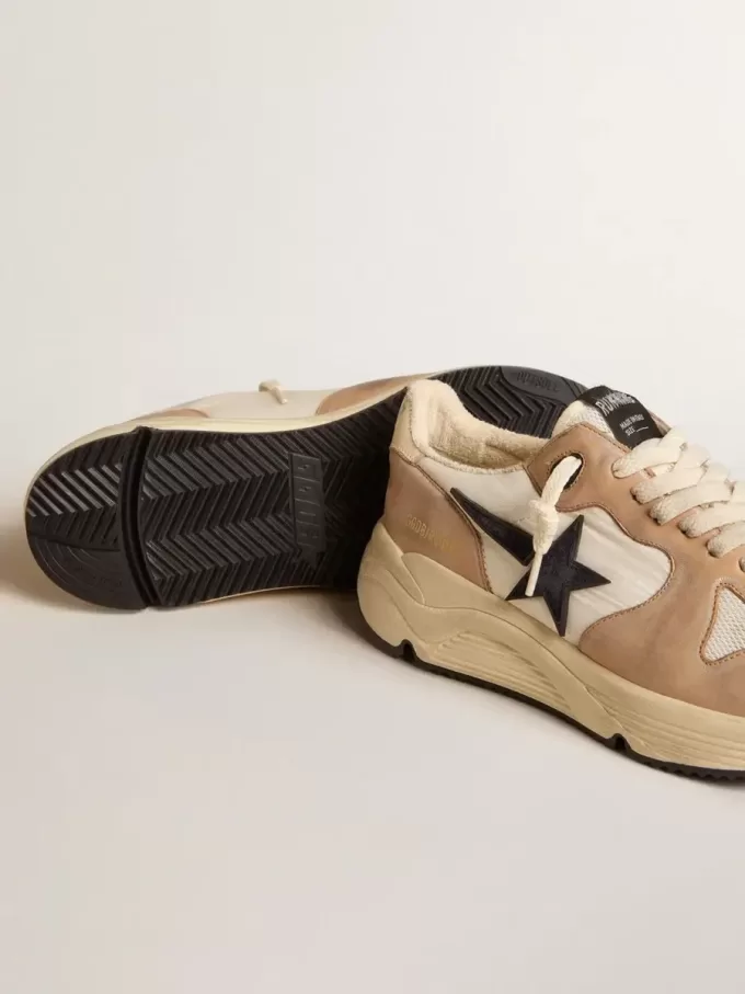 Running Sole van nylon en nubuck met donkerblauwe suède ster