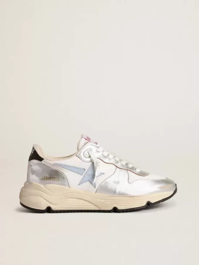 Running Sole van nylon en zilverkleurig metallic leer met lichtblauwe ster