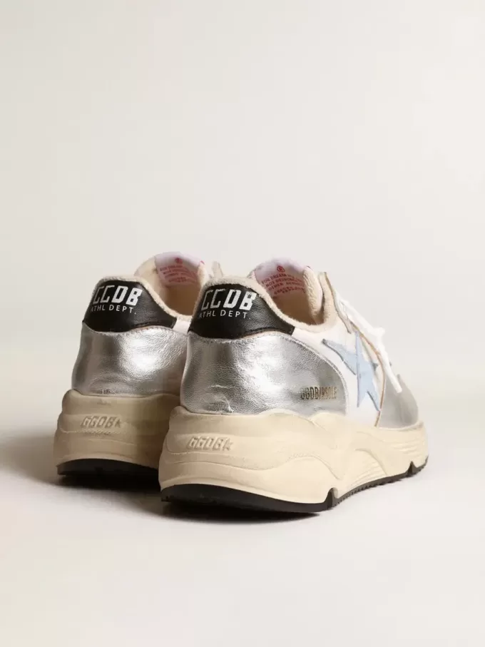 Running Sole van nylon en zilverkleurig metallic leer met lichtblauwe ster