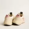 Running Sole voor dames in beige nylon met roze leren ster en hielstuk