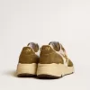 Running Sole voor dames in bruin suède en mesh met gouden glitterster