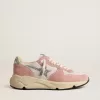 Running Sole voor dames in grijs mesh en suède met zilveren glitterster