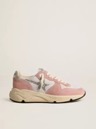 Running Sole voor dames in grijs mesh en suède met zilveren glitterster
