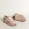 Running Sole voor dames in grijs mesh en suède met zilveren glitterster