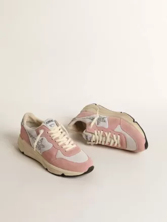 Running Sole voor dames in grijs mesh en suède met zilveren glitterster