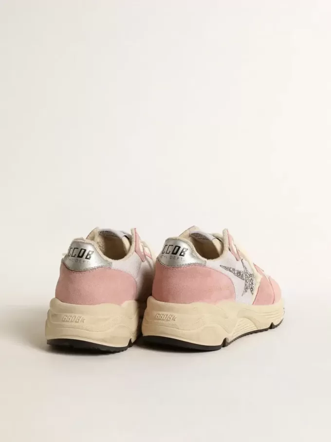 Running Sole voor dames in grijs mesh en suède met zilveren glitterster