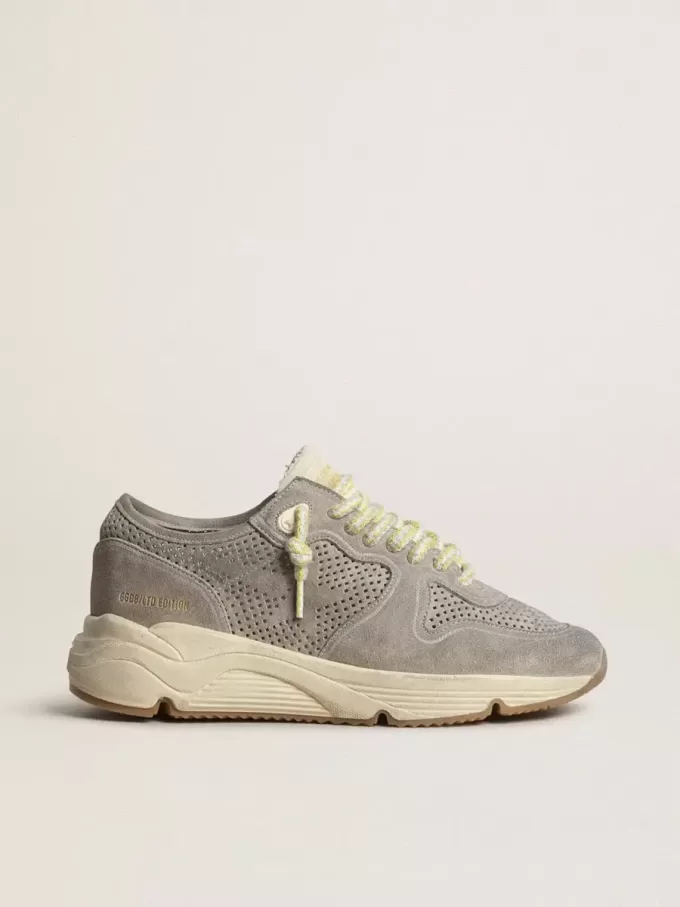 Running Sole voor dames in grijs suède met grijze suède ster en hielstuk