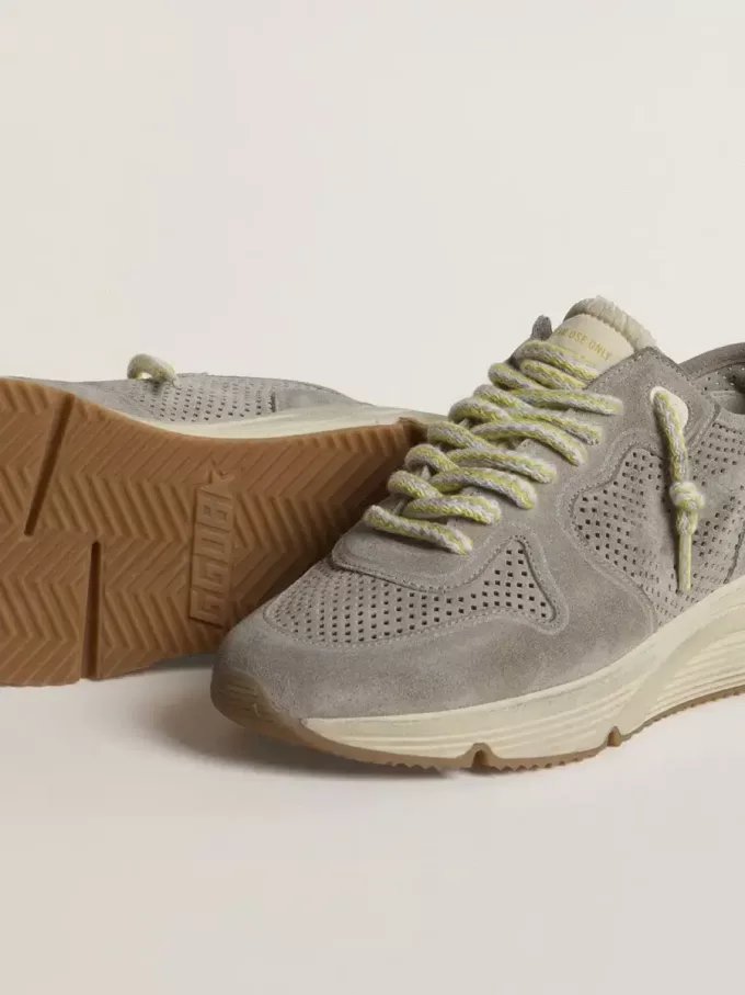 Running Sole voor dames in grijs suède met grijze suède ster en hielstuk
