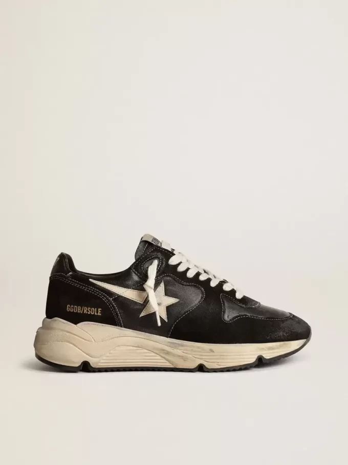 Running Sole voor dames in zwart nappa en suède