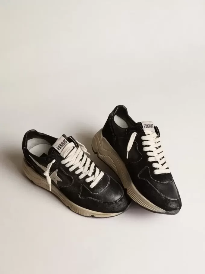 Running Sole voor dames in zwart nappa en suède