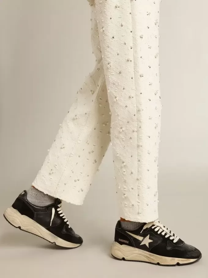 Running Sole voor dames in zwart nappa en suède
