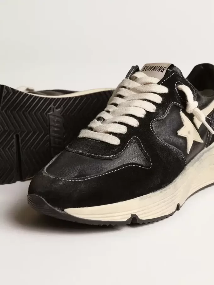 Running Sole voor dames in zwart nappa en suède