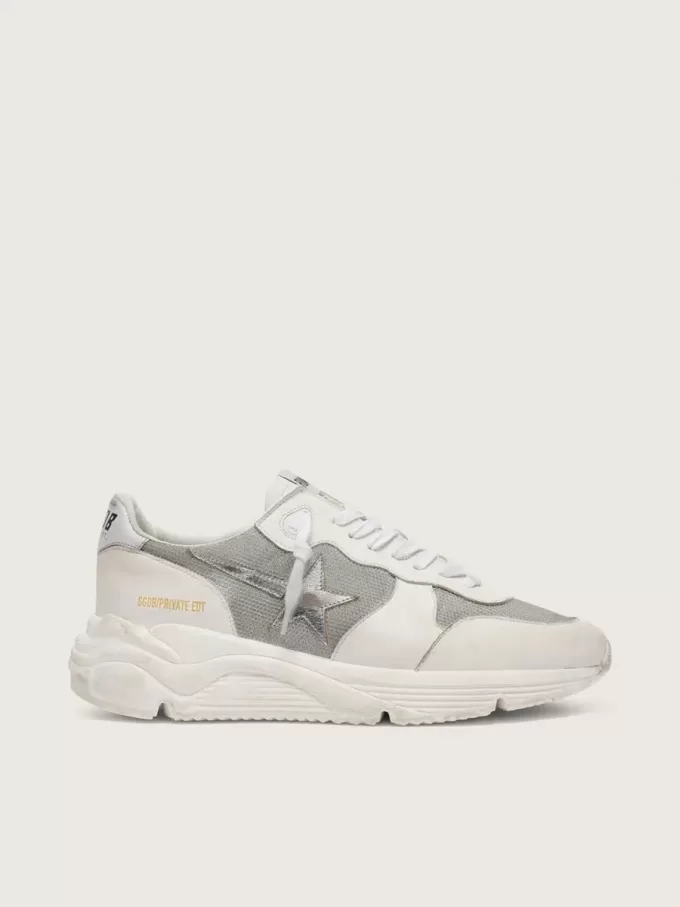 Running Sole voor dames van mesh en nubuck met zilverkleurige metallic leren ster