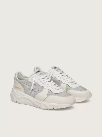 Running Sole voor dames van mesh en nubuck met zilverkleurige metallic leren ster