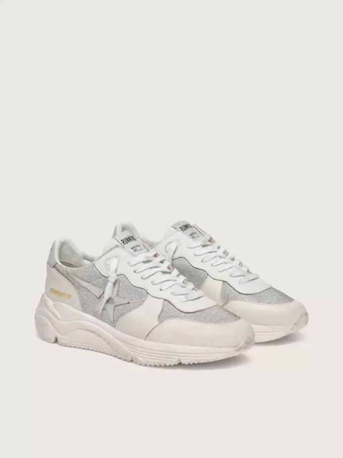Running Sole voor dames van mesh en nubuck met zilverkleurige metallic leren ster