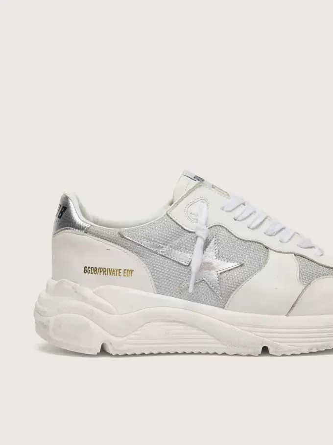 Running Sole voor dames van mesh en nubuck met zilverkleurige metallic leren ster