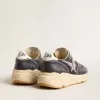 Running Sole voor heren in donkerblauw nappaleer en zwart nylon met een zilveren ster