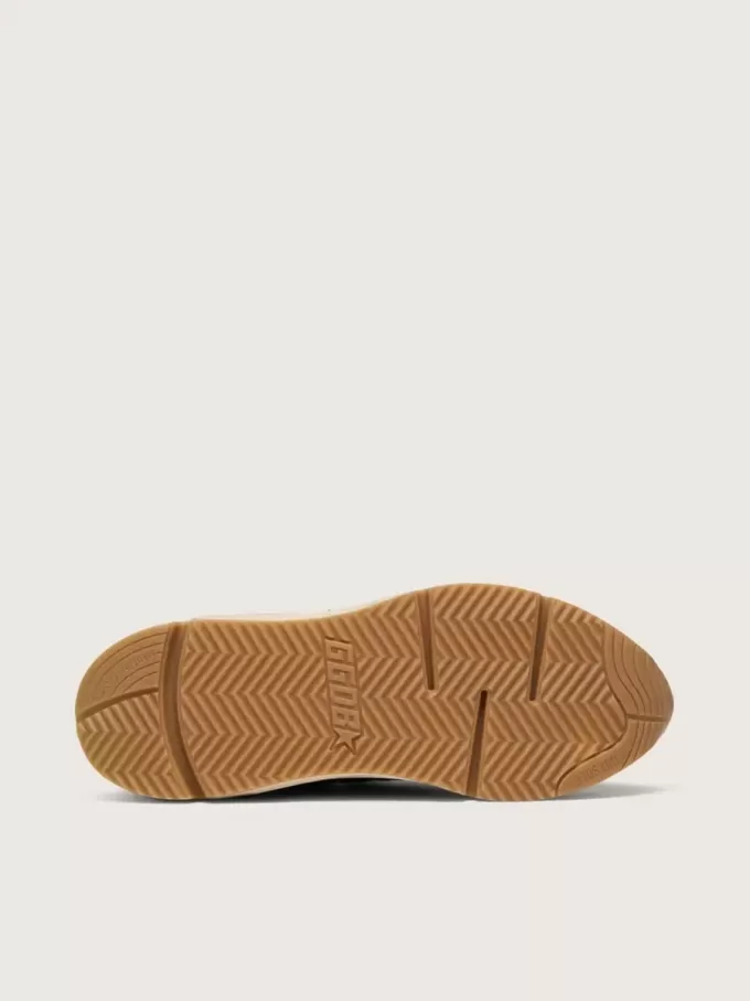 Running Sole voor heren in donkerblauw nappaleer en zwart nylon met een zilveren ster