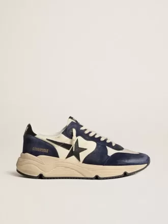 Running Sole voor heren in zwart en beige nappaleer met zwarte ster en hielstuk