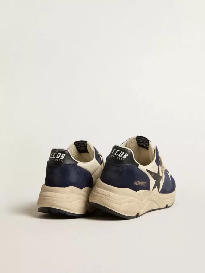 Running Sole voor heren in zwart en beige nappaleer met zwarte ster en hielstuk