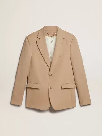 Single-breasted blazer in zandkleur met hoornknopen