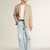 Single-breasted blazer in zandkleur met hoornknopen