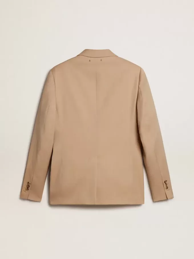 Single-breasted blazer in zandkleur met hoornknopen