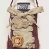 Skin “Vintage” beige geborduurde veters met applicatiebedeltjes