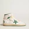 Sky-Star in wit leer met groene leren ster