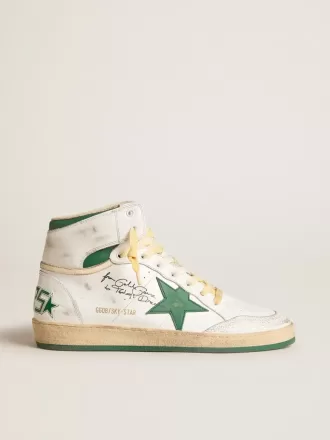 Sky-Star in wit leer met groene leren ster