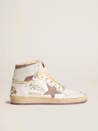 Sky-Star in wit leer met roze leren ster