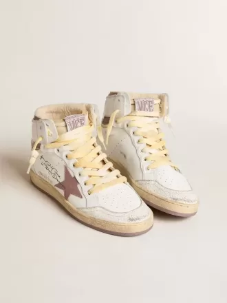 Sky-Star in wit leer met roze leren ster