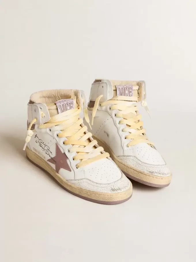 Sky-Star in wit leer met roze leren ster