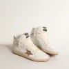 Sky-Star in wit nappaleer met gouden metallic leren ster en hielstuk