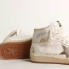 Sky-Star in wit nappaleer met gouden metallic leren ster en hielstuk