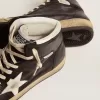 Sky-Star in zwart nappaleer met witte leren ster