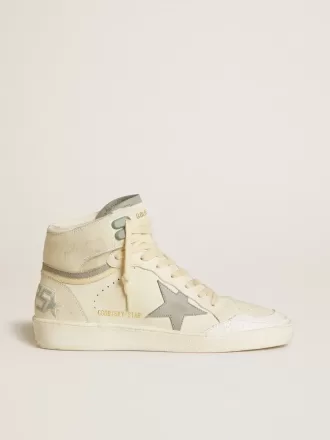 Sky-Star voor dames in leer met lichtblauwe leren ster en witte hielband.