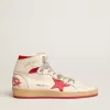 Sky-Star voor dames in wit nappa met rode ster en hielband