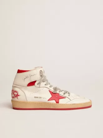 Sky-Star voor dames in wit nappa met rode ster en hielband