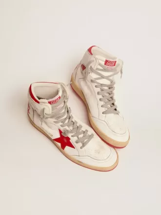 Sky-Star voor dames in wit nappa met rode ster en hielband