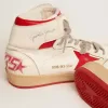 Sky-Star voor dames in wit nappa met rode ster en hielband