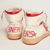 Sky-Star voor dames in wit nappa met rode ster en hielband